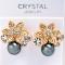 Rose Gold Tone Midnight Faux Pearl Lilly Crystal Earrings.JPG